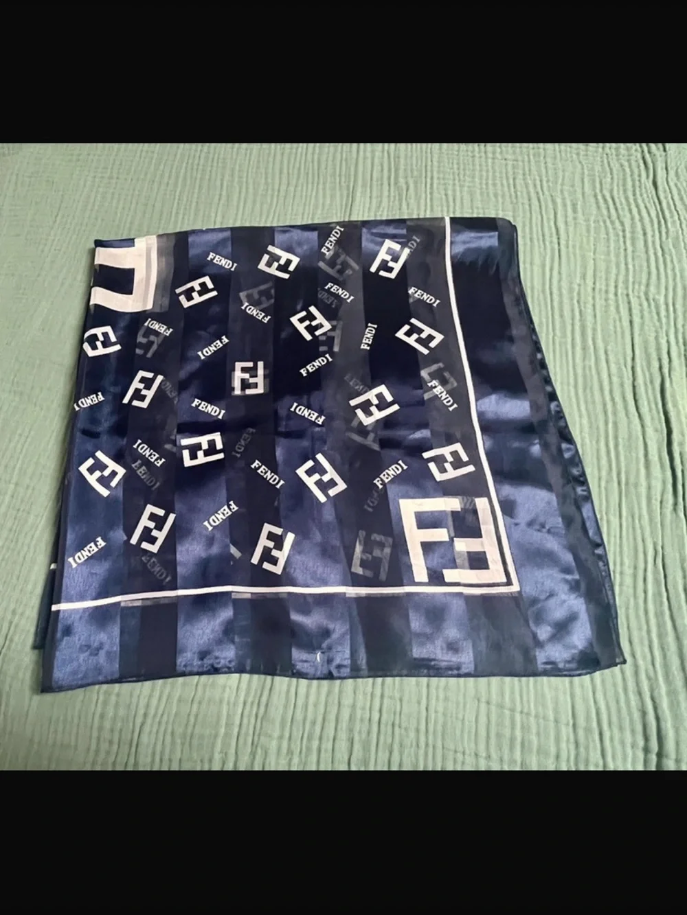 Fendi Navy and White Signature Logo Throw